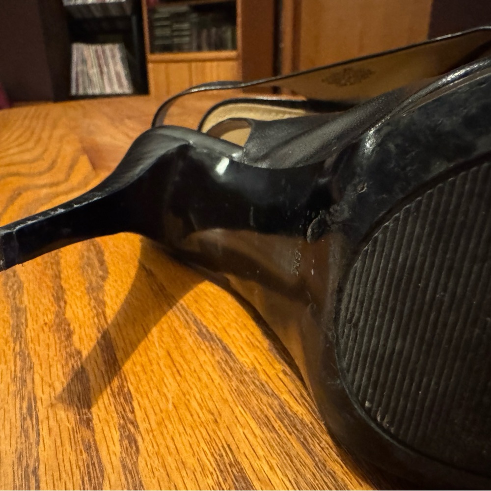 Nine West Black Leather Sling Back Heels - Picture 12 of 12